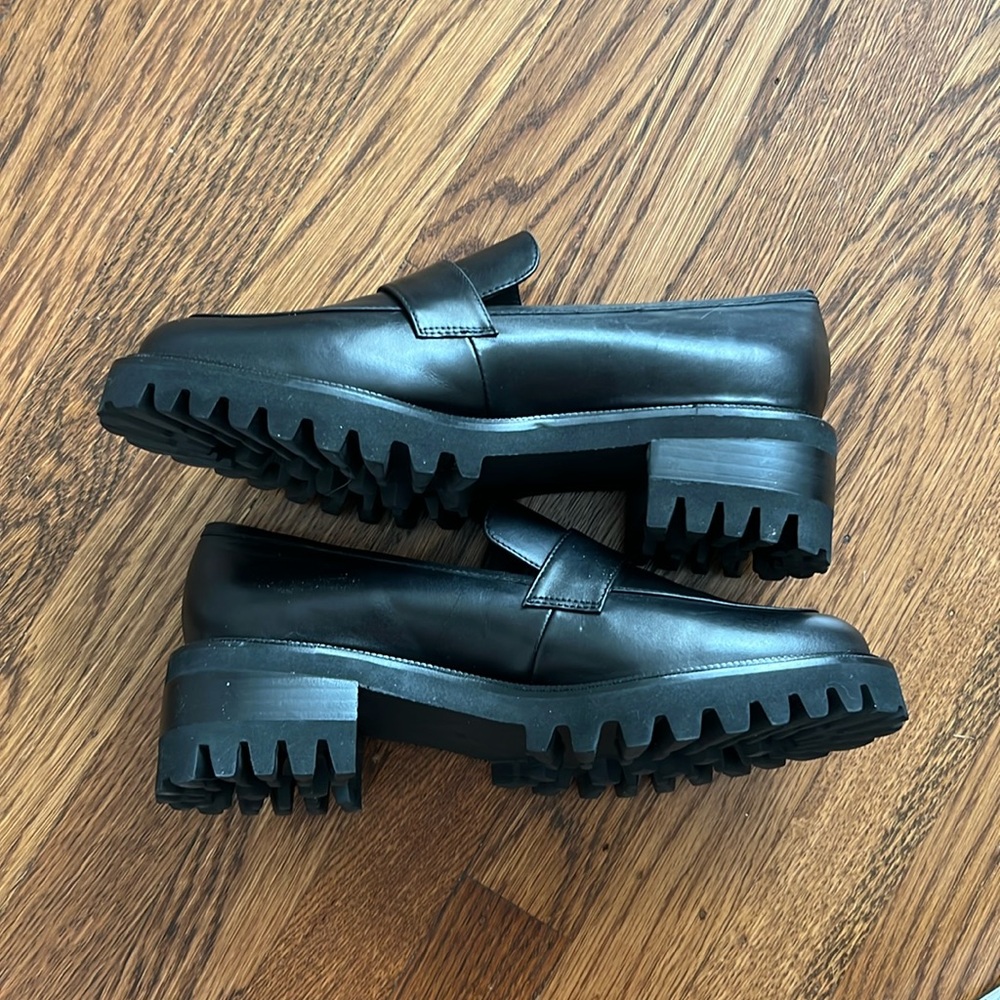 Aerosoles Ronnie Black Leather Chunky Loafers